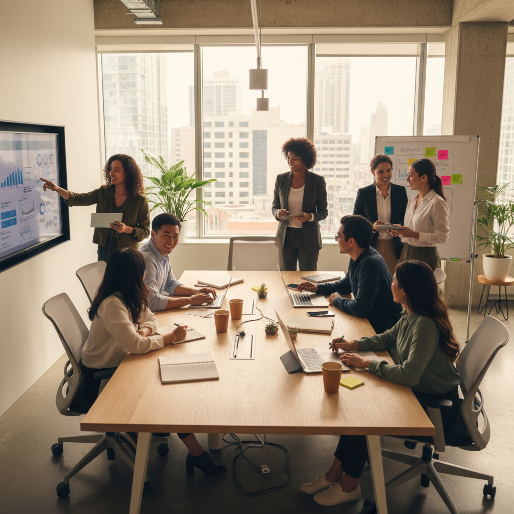 Diverse professional team collaborating
